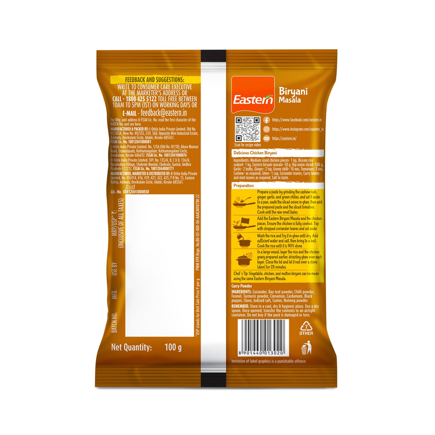 Eastern Biriyani Masala Powder, 100 g
