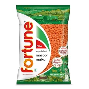 FORTUNE Masoor Malka (Big), 500 Gm, Unpolished And Sortex Cleaned