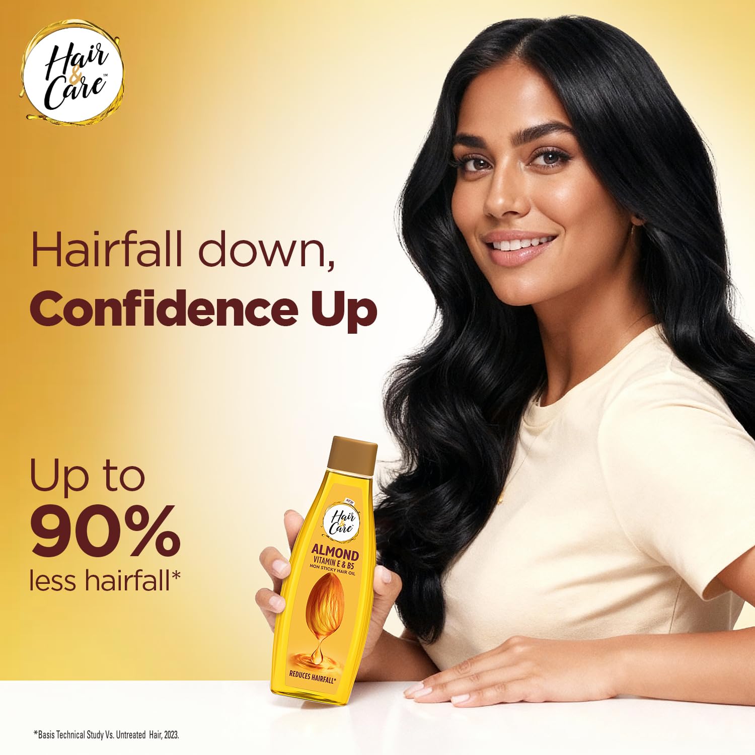 Hair & Care Almond, Vitamin E & B5 Non-Sticky Hair Oil - 500ml | Up to 90% Less Hair Fall | Frizz Control | Smooth & Glossy Hair