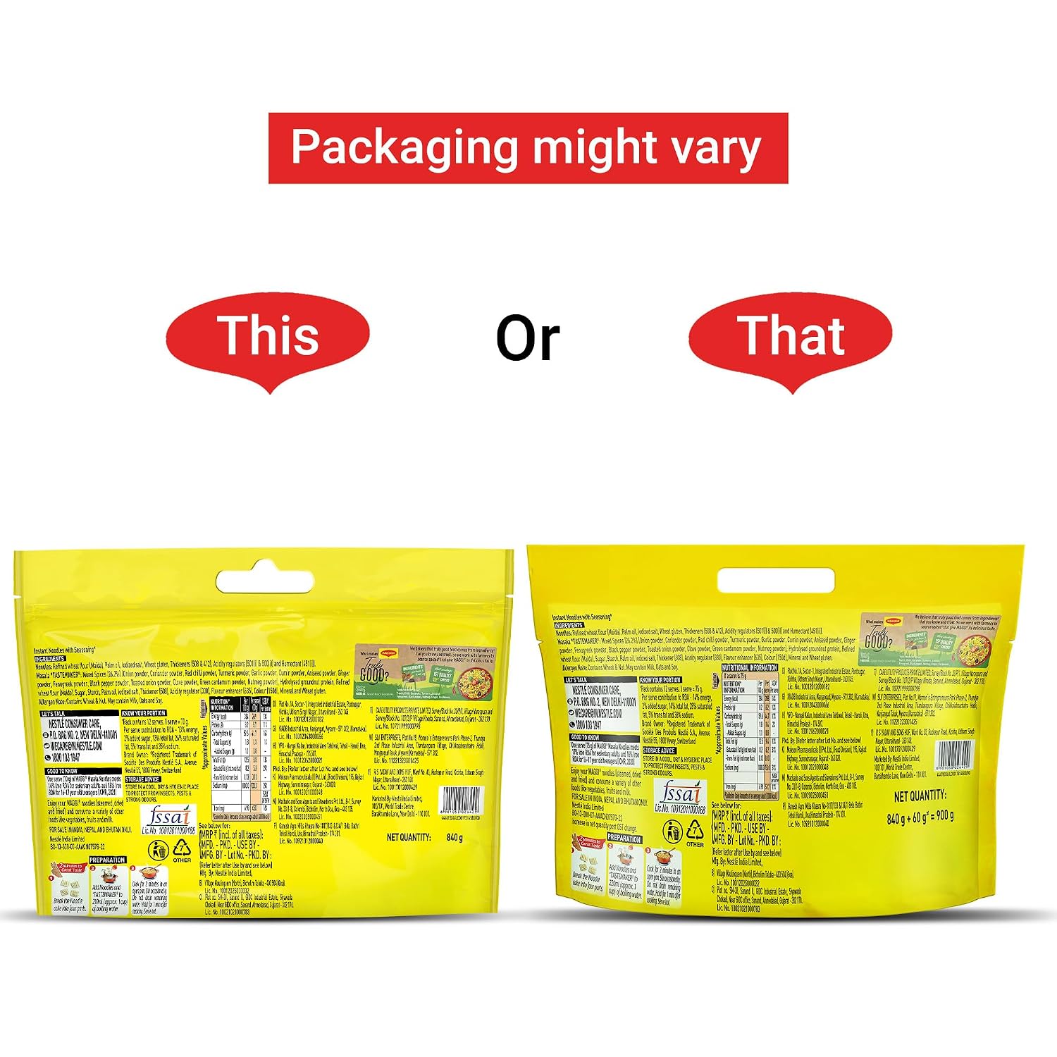 MAGGI 2-Minute Instant Noodles, Favourite Masala Taste, Masala Noodles With Goodness Of Iron, Made With Choicest Quality Spices, 840/900g Pouch (Pack of 12, 70/75g each) (weight...