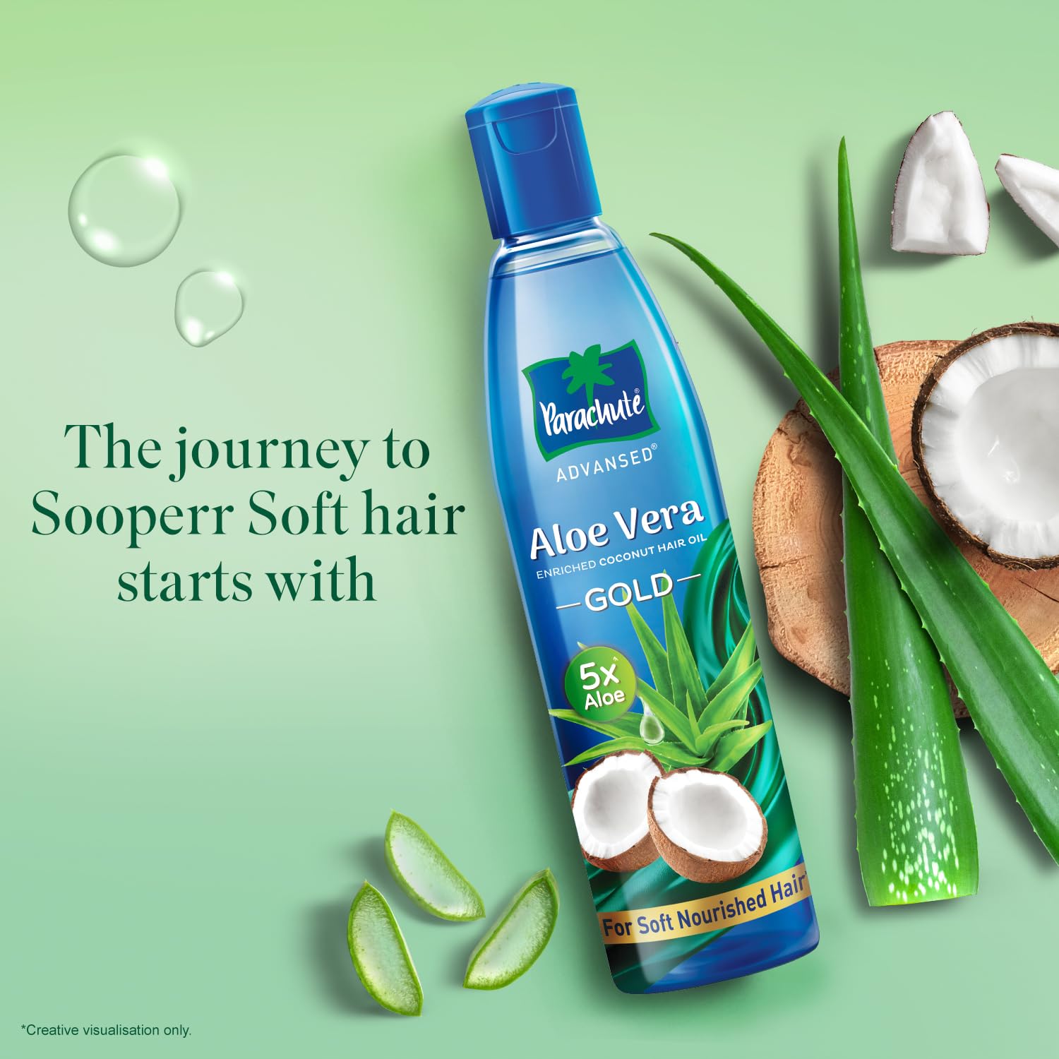 Parachute Advansed Aloe Vera Enriched Coconut Hair Oil Gold | 5X Aloe Vera With Coconut | Makes Hair Sooperr Soft | 600ml