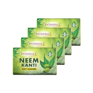 Patanjali Neem Kanti Herbal Body Cleanser Soap for Men and Women (150g, Pack of 4), Moisturizing & Deep Cleansing, Natural Neem Soap for Dry Skin